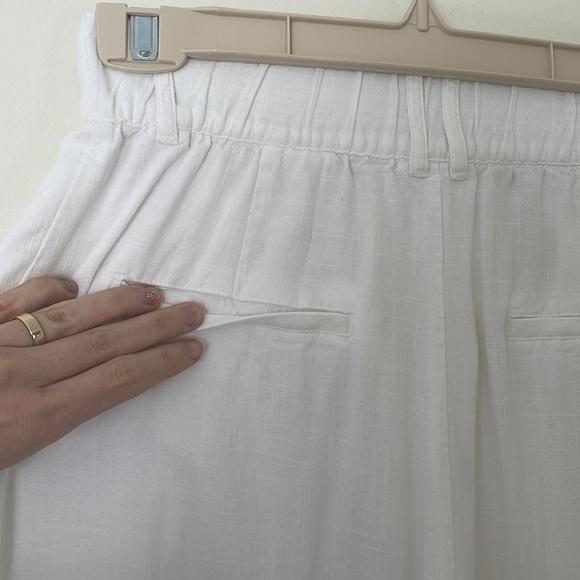 HM Wide Leg High Waisted Cropped Pants Linen Like - Picture 5 of 9
